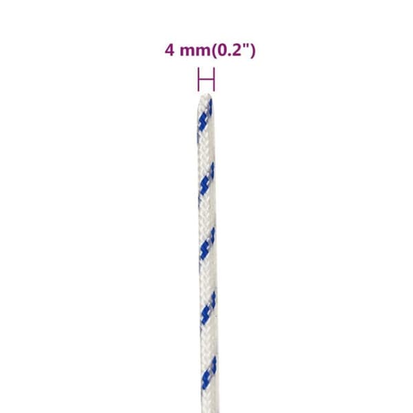152276 vidaXL Båtkabel Vit 4 mm 100 m Polypropen