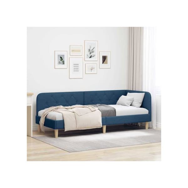 Sängram i tyg - vidaXL - 80x200 cm - Blå - L-formad design - Mångsidig bäddsoffa