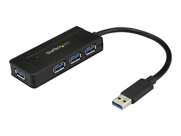 USB 3.0-hubb - 4 portar - STARTECH - Kompakt - Drivs - Strömadapter ingår