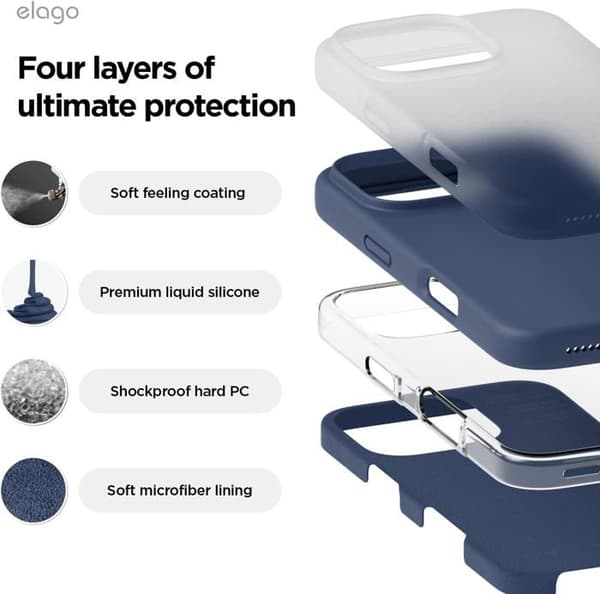 Elago Premium Silikonfodral till iPhone 16 Pro Max Jean Indigo