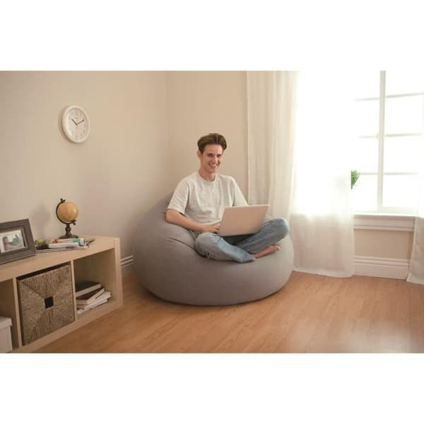 Bönsängsfåtölj Soft INTEX - Vinyl - Snabb uppblåsning - Grå