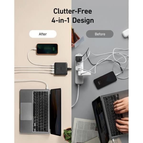 Laddare - Anker - PowerPort Atom III - 65W - 2xUSB-C - 2xUSB-A - Snabbladdning