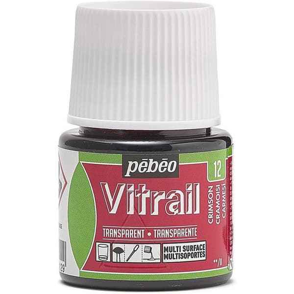 Målat glasfärg - Pebeo - Crimson - 45ml - Blank - Transparent