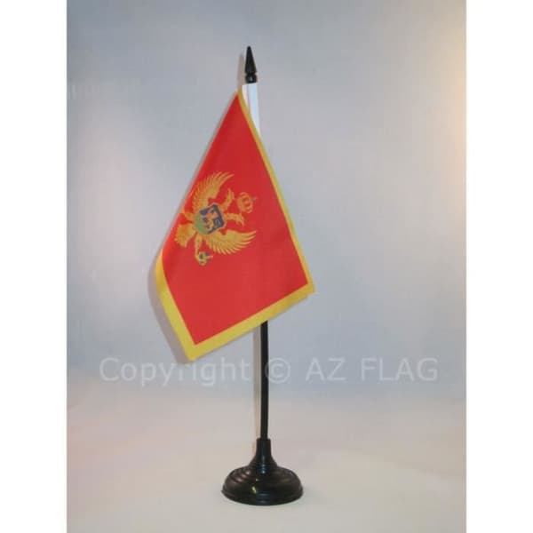 Bordflagga - AZ FLAG - Montenegro 15x10cm - Polyester - Svart plast-resinstöd - Rektangulär