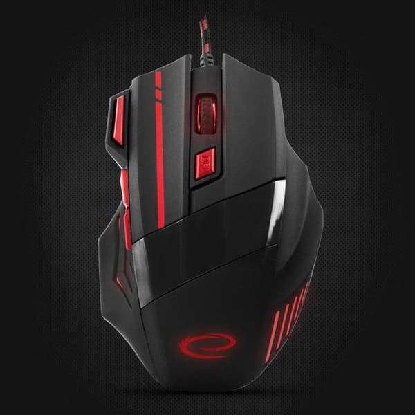 ESPERANZA MX201 WOLF Mouse - Optisk 2400 dpi - 7 knappar - USB-kabel - Röd