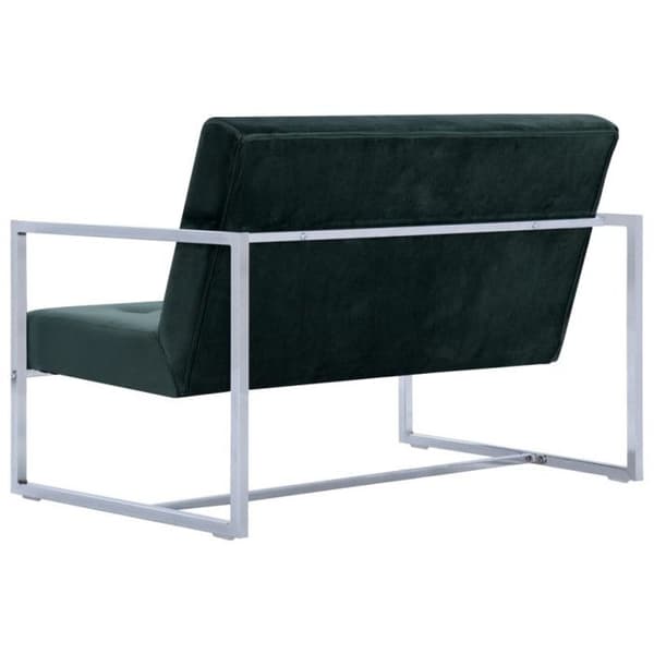 vidaXL 2-sits soffa med armstöd Mörkgrön krom och sammet