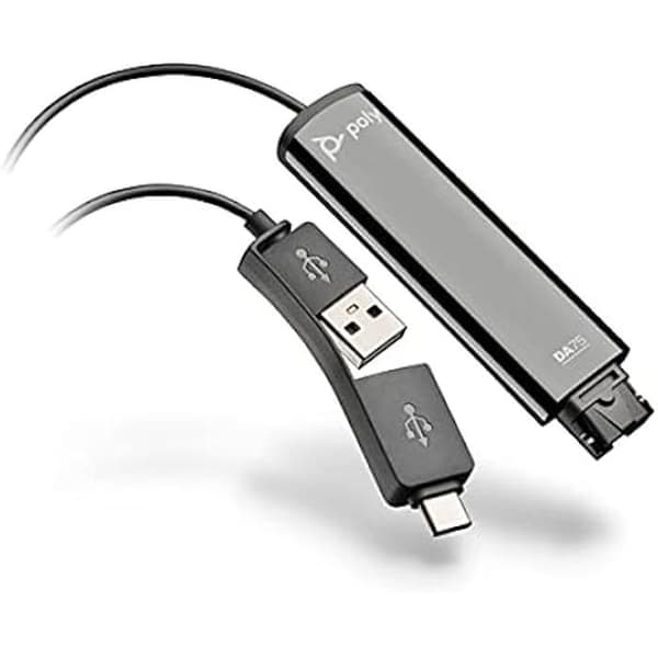 USB-A/C-adapter - POLY - DA75 - Intelligent igenkänning - EncorePro-hörlurar - Svart