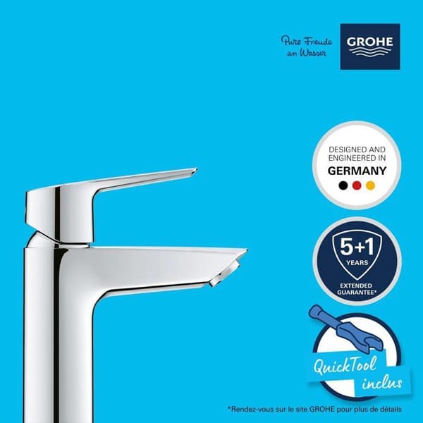 GROHE QUICKFIX Start engrepps tvättställsblandare - vattenbesparing - klick-klack avfall ingår - storlek S