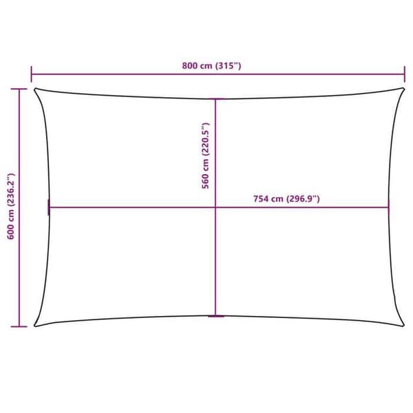 vidaXL Parasol Sail Oxford Tyg Rektangulär 6x8 m Antracit