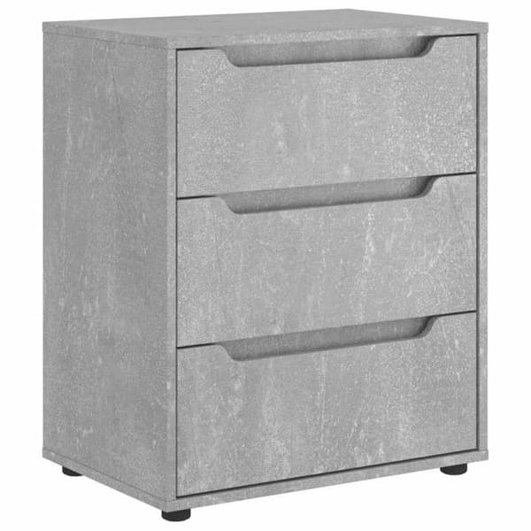 Buffé - VISNES - Grå betong - 3 dörrar - Ingenjörsträ - 60x40x73 cm