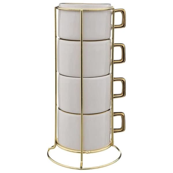 Set med 4 koppar på ställ "Arya" 17cl Vit