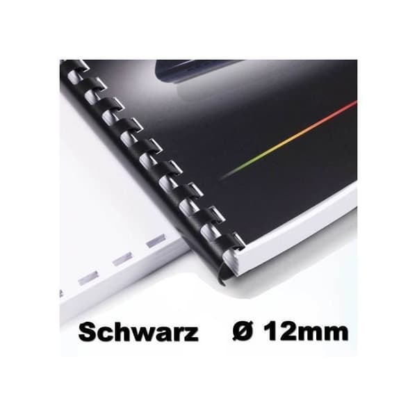 Plastbindningsringar - PAVO - A4 21 ringar 12 mm - Svart