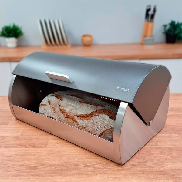 Set Brödbox + 3 Kökboxar, Förvaring, Rostfritt Stål Briebe BB1161 Grå/Inox