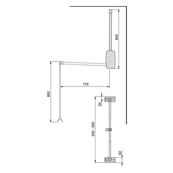 Hopfällbar garderob - Emuca - Sling - Krom - Stål - 600-830 mm