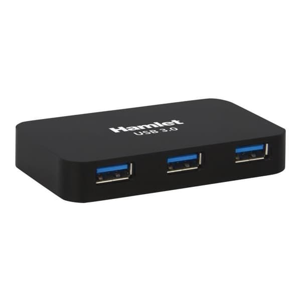 USB-hub - HAMLET - XHUB430BK - 4 x SuperSpeed USB 3.0 - Svart - Stationär dator