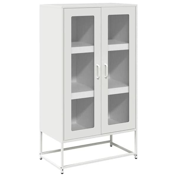 vidaXL Buffé hög vit 68x39x123 cm stål 853361