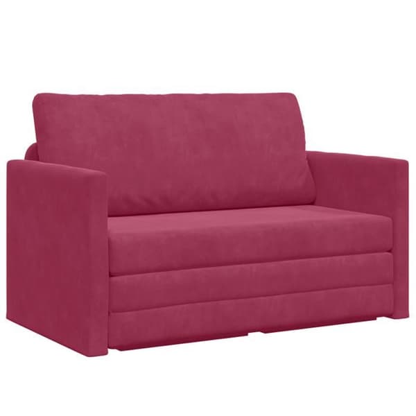 Sängsoffa 2 i 1 Röd Vin 124x204x61 cm Sammet