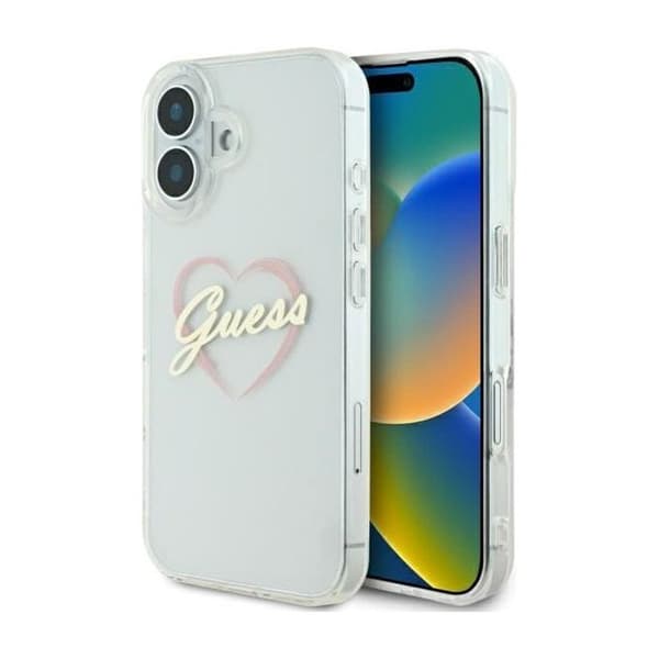 Guess Hardcase IML Heart för iPhone 16 Plus - Klar