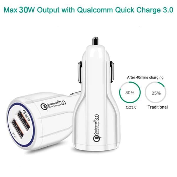 Bil-laddare - Maclean - MCE478 - 2 USB-portar - Qualcomm Quick Charge 3.0 - 30W