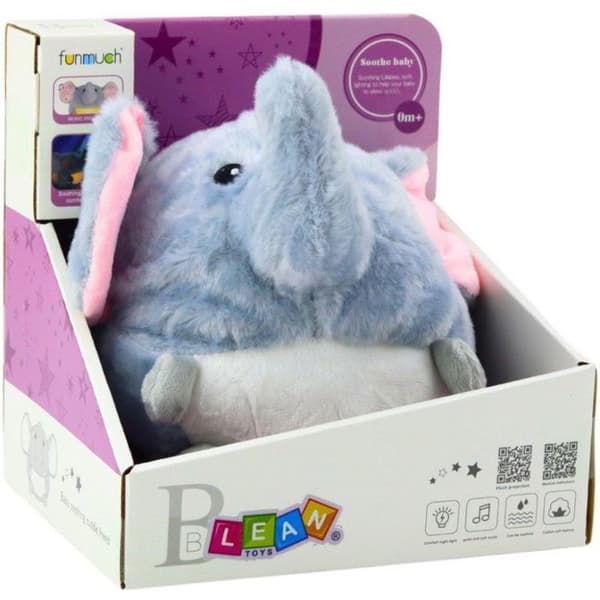 Leker - LEANTOYS - Sovende Elefant Bamse - Lyd - Lys - Grå