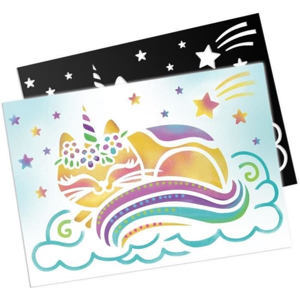 Ritmaterial - LANSAY - Blopens Magic - Airbrush-effekt - Återanvändbara stenciler - Tvättbara kepsar