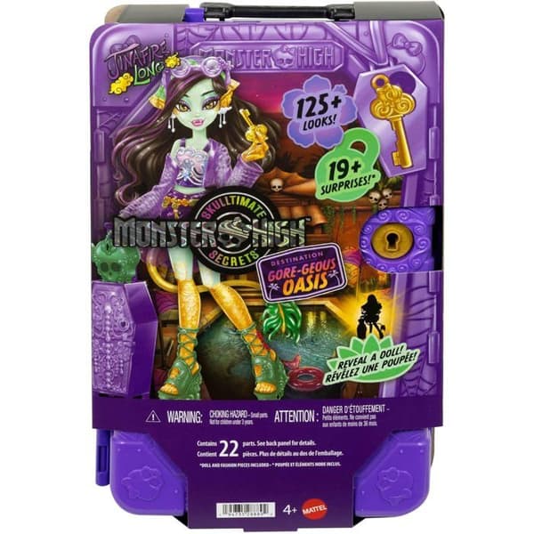 Dockskåp - MONSTER HIGH - Jinafire Long - 19 överraskningar - Rörlig docka - Resetillbehör