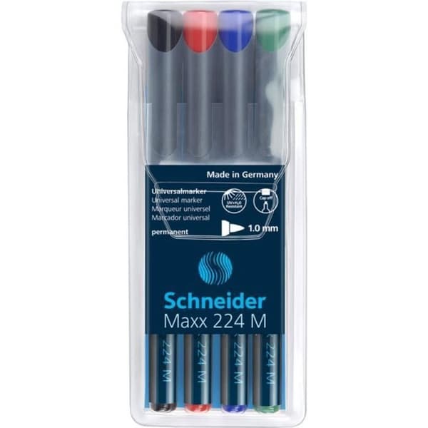 Permanent marker - SCHNEIDER - Maxx 224 - Paket med 4 - Oföränderlig - Opaque