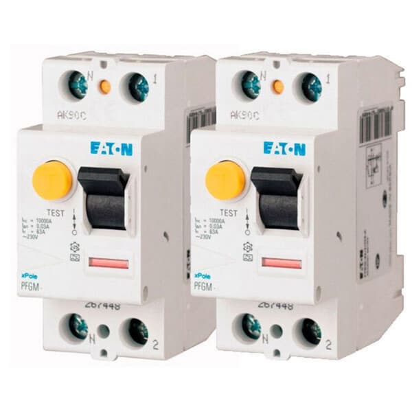 Paket med 2 differentialbrytare 40A PFGM, 30mA typ A