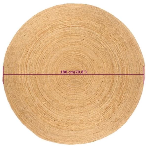 vidaXL Flätad jutematta 180 cm Rund 343584