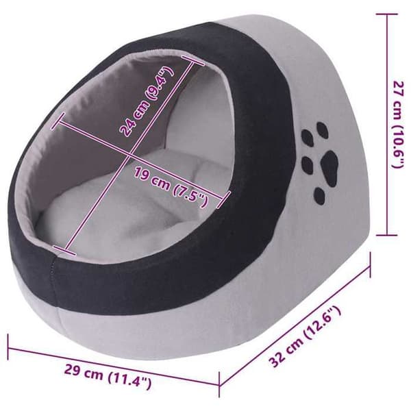 vidaXL Cat Bed Grå och Svart M