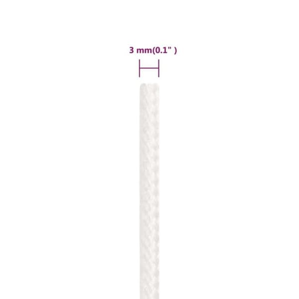 152537 vidaXL Båtrep Komplett Vit 3 mm 250 m Polypropen