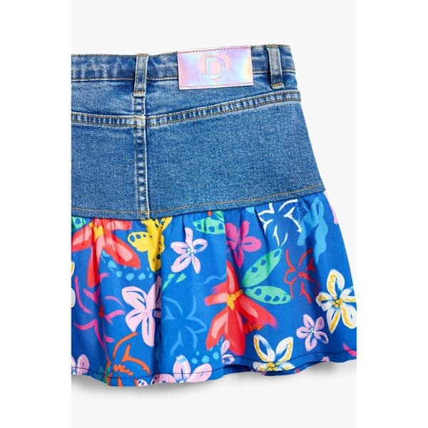 Desigual Mini-kjol May flicka blå – trendig kort elastisk kjol