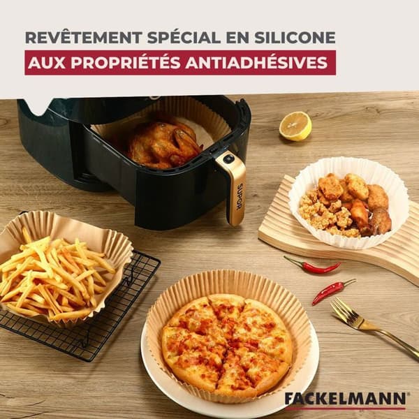 50 stycken runda klibbfria pappersformar för luftfritös 16 cm Fackelmann