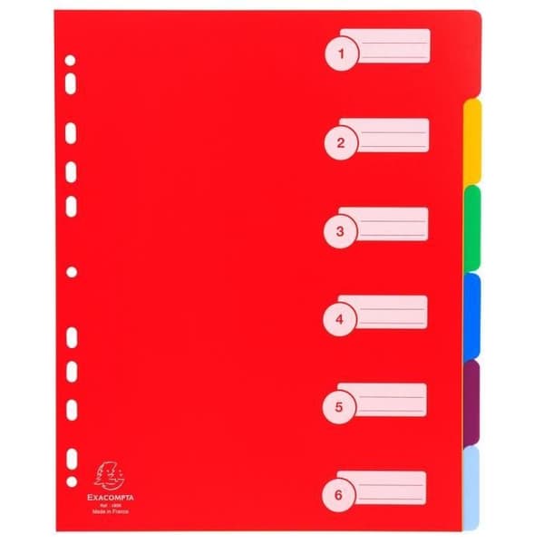 EXACOMPTA polypropenavdelare A4 Maxi 35x100e 6 positioner