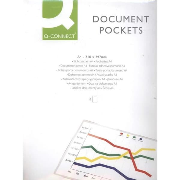 Polypropylen-ficka - Q-Connect - A4 - Transparent - Förpackning av 5 - 12/100e