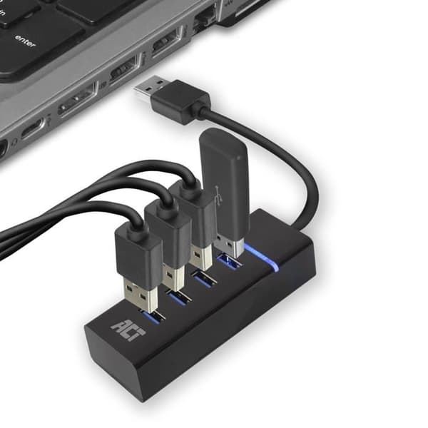 Hub USB 3.2 Gen 1 - Act - AC6300 - 5000 Mbit/s - Typ A - Svart