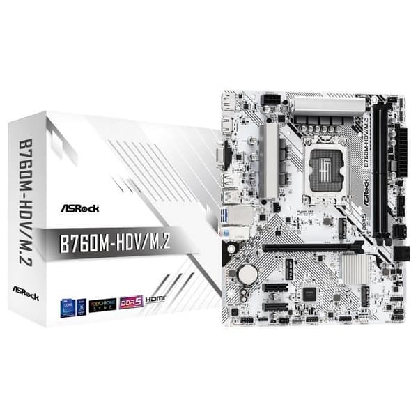 Moderkort Micro ATX - ASROCK - B760M-HDV/M.2 - DDR5 - M.2 PCIe 4.0 - USB 3.0