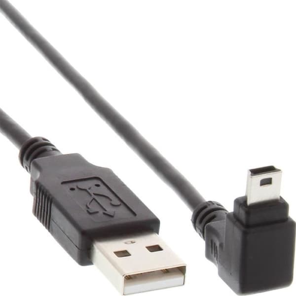 USB 2.0-kabel - InLine® - Hane A till Mini-B - 90° vinklad - 3m - Svart
