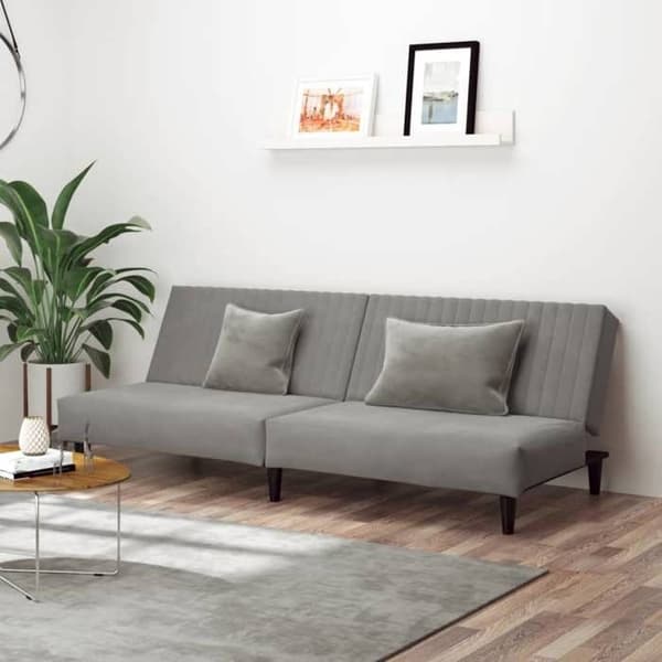 vidaXL 2-sits bäddsoffa ljusgrå sammet 375926