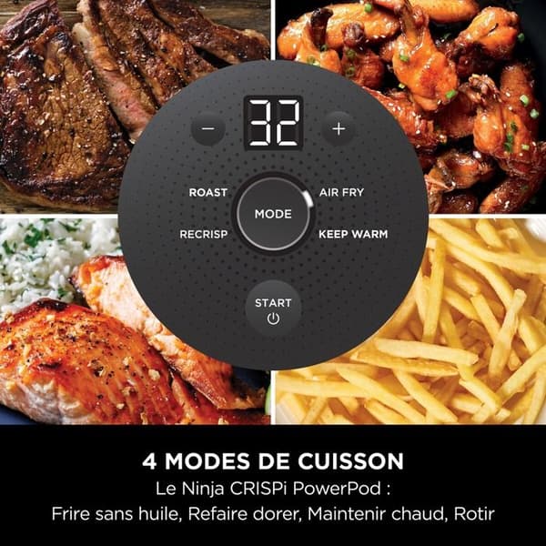 Fritös utan olja Ninja Crispi Airfryer i glas FN101EUGY Blå Grå
