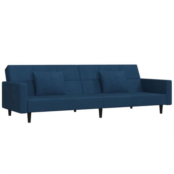 vidaXL 2-sits bäddsoffa med två kuddar Sammetsblå 375815