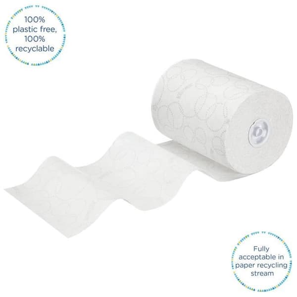 Handduk 2 vik, vit prägling - KLEENEX ECOLABEL - 100m - Förpackning med 6 rullar