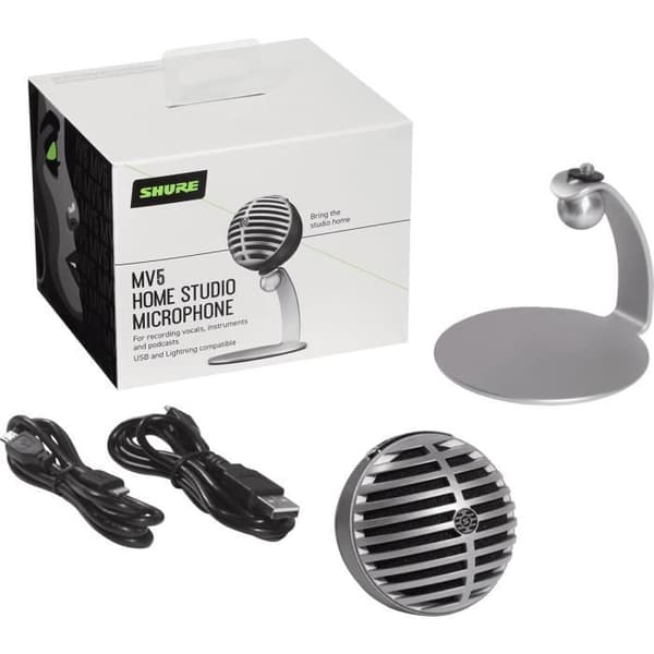 Digital mikrofon - SHURE - MV5-DIG - Kondensor - Silver - Digital inspelning