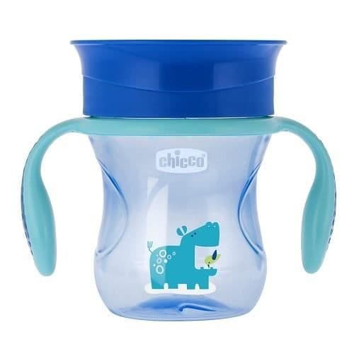 CHICCO Måltidspaket (Set med Tallrikar + Perfekt Mugg + Första Bestick) blå 12m+