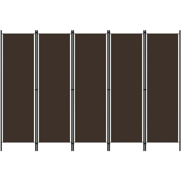 vidaXL 5-Panel Rumsavdelare Brun 250x180 cm