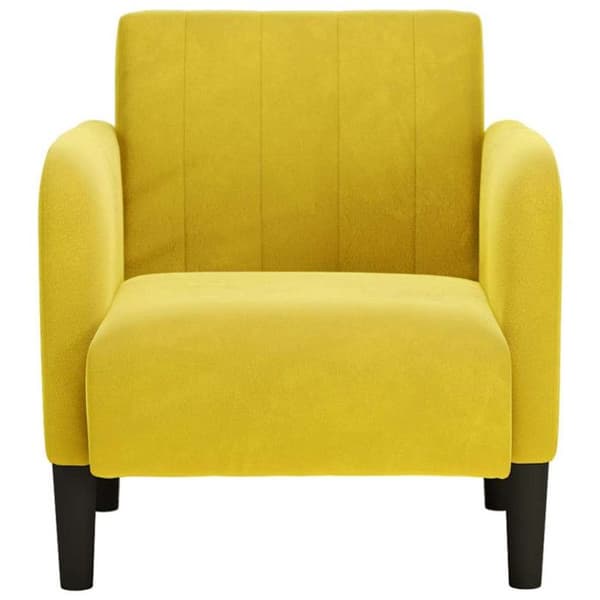 Gul klädd fåtölj med armstöd 54 cm