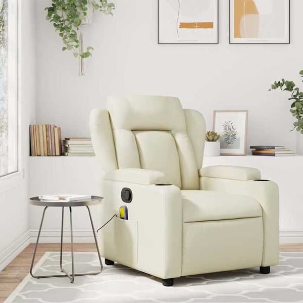 vidaXL massagefåtölj kräm konstläder 372435