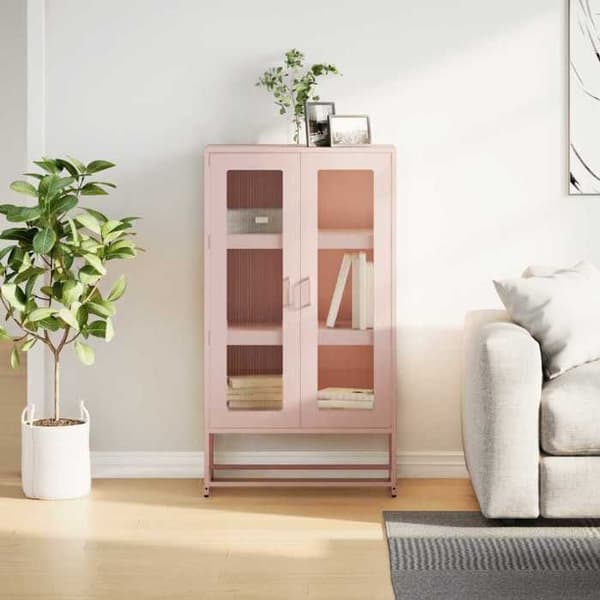 vidaXL Buffé hög rosa 68x39x123 cm stål 853357