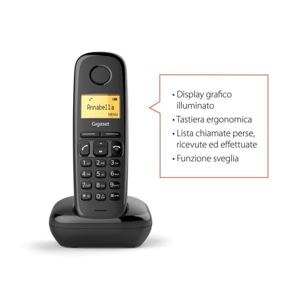 Gigaset A170 Trådlös telefon med DECT\GAP nummerpresentation svart