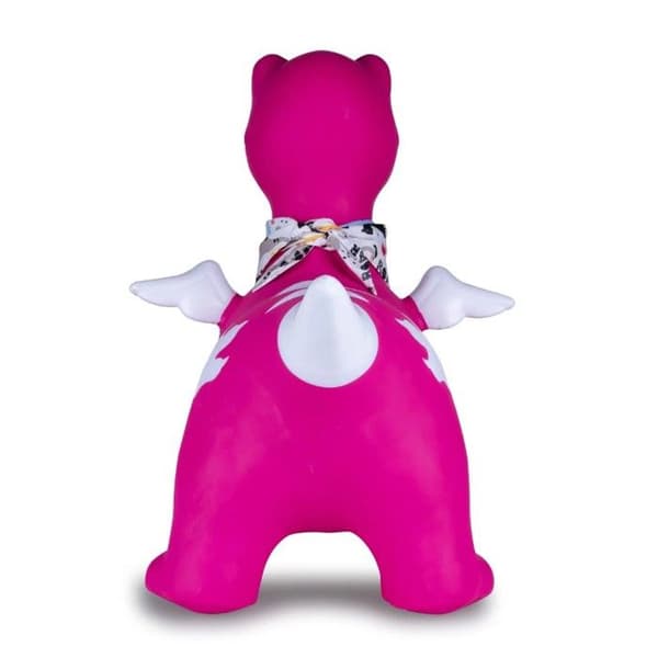 Rosa hoppande djur Dino med pump HoppyDoo